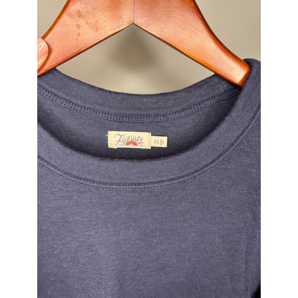 Faherty Cloud Puff Sleeve Tee Navy Pima Cotton Womens XS - Picture 5 of 8